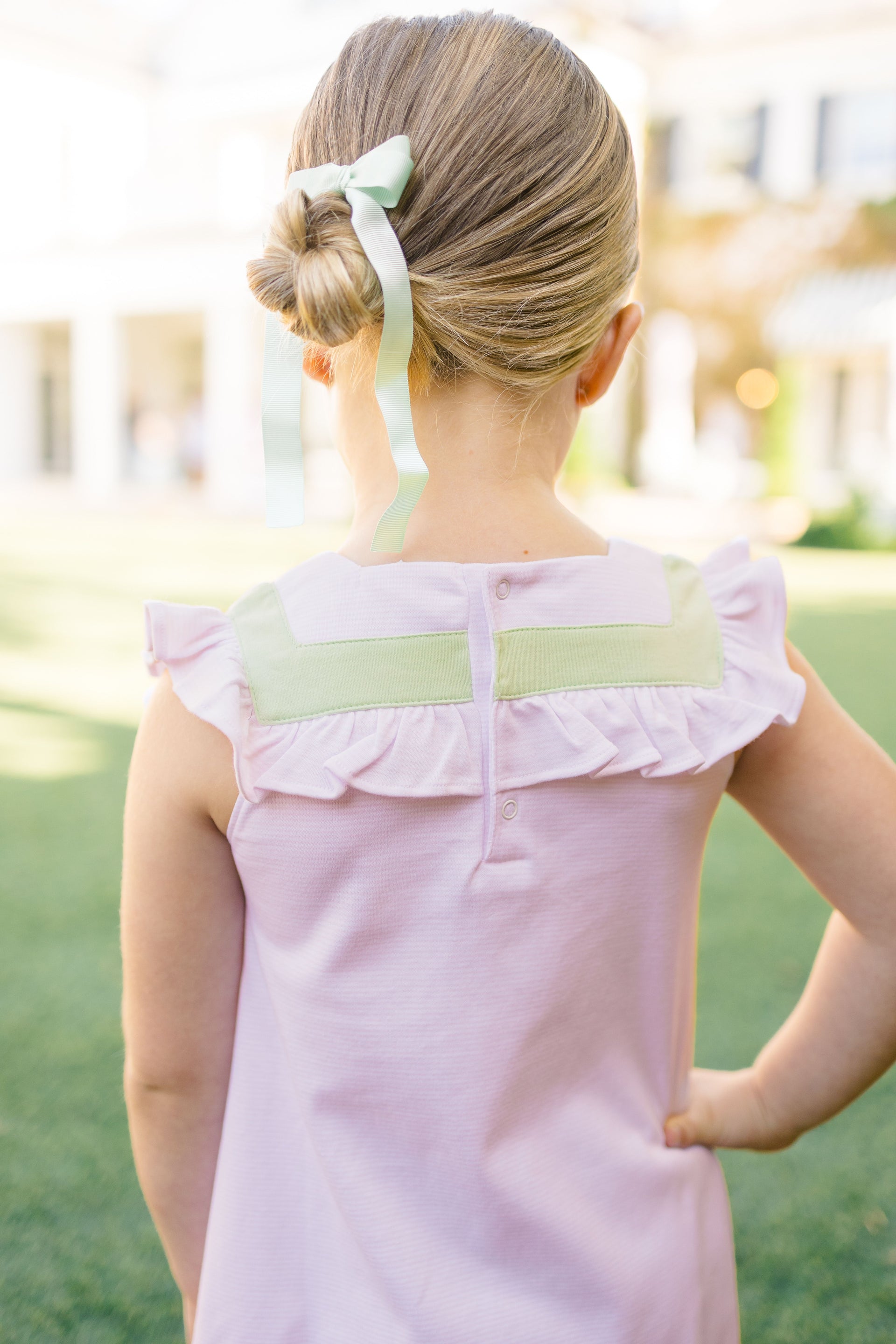 The Proper Peony | Pink with Green Stripe Sleeveless Dress - Persnickety Shop