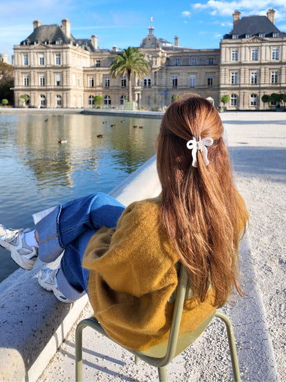 Hand-painted Coquette Bow Claw Hair Clip | Eco-Friendly: White