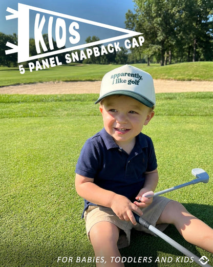 Kid's Golf Hat - Apparently, I Like Golf - Green/Beige: Small