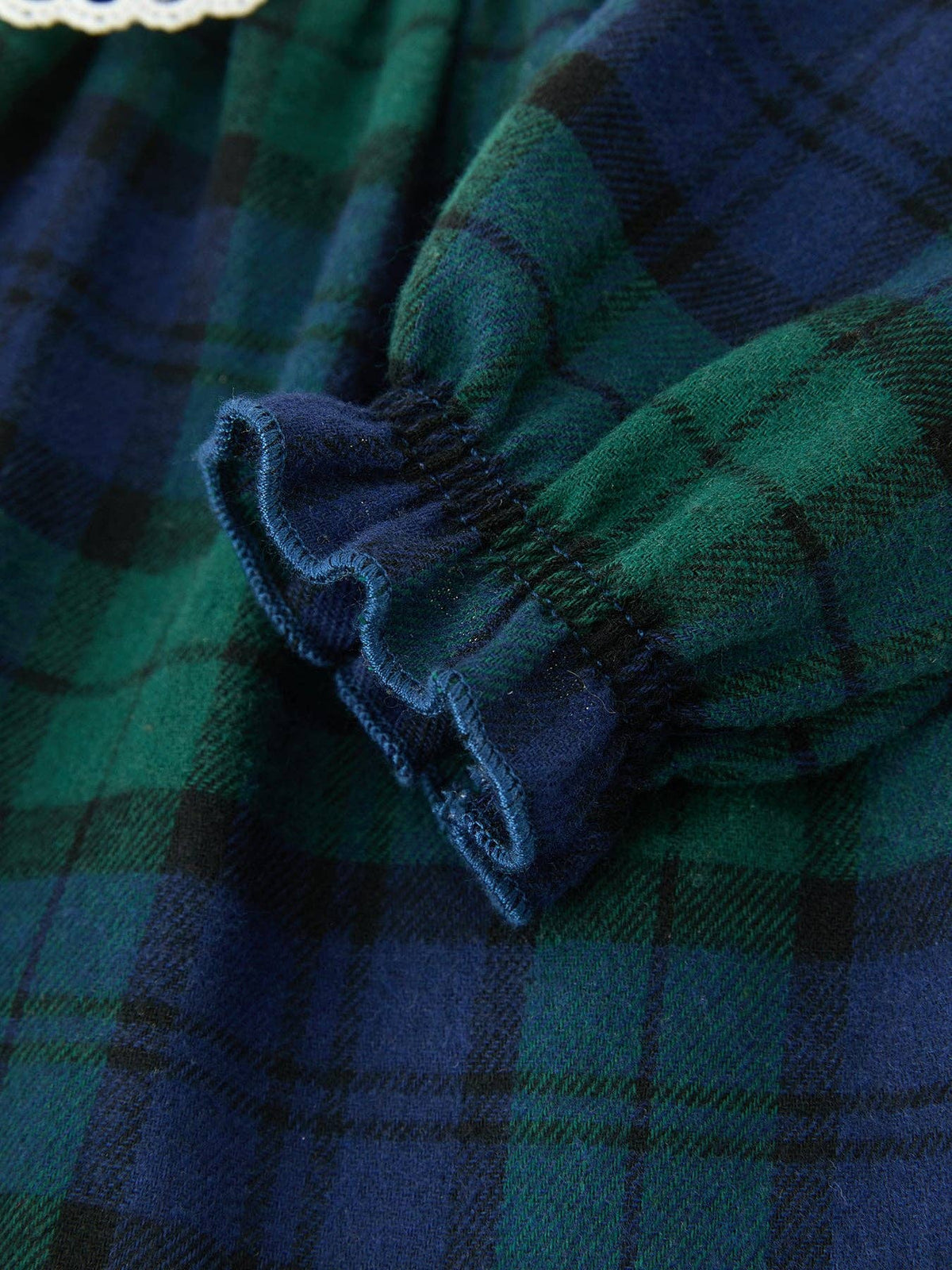 Christmas Girls Green & Navy Plaid Embroidered Bloomer Set: 6M
