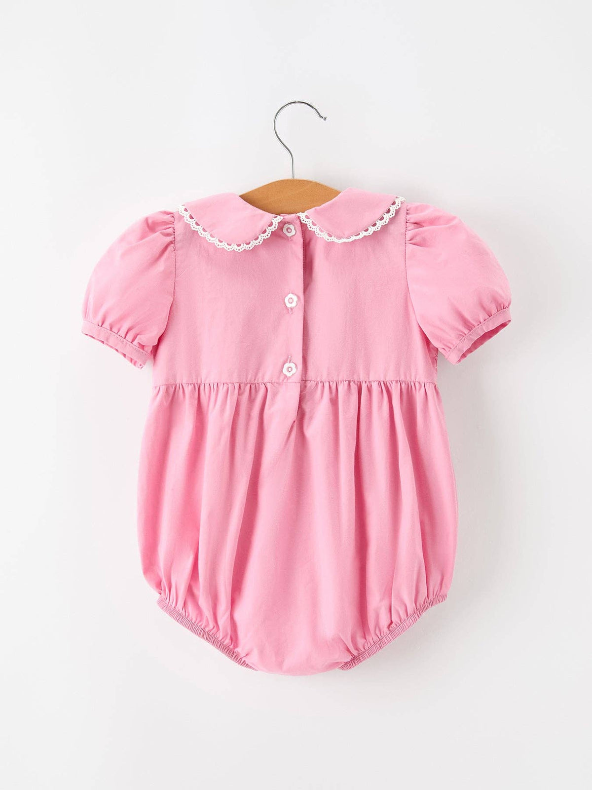 Baby Girls FALL Pink Floral Embroidered Smocked Bubble Romper: 12M
