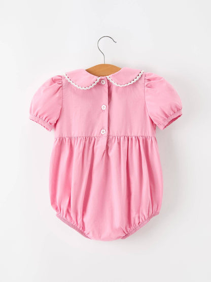 Baby Girls FALL Pink Floral Embroidered Smocked Bubble Romper: 12M