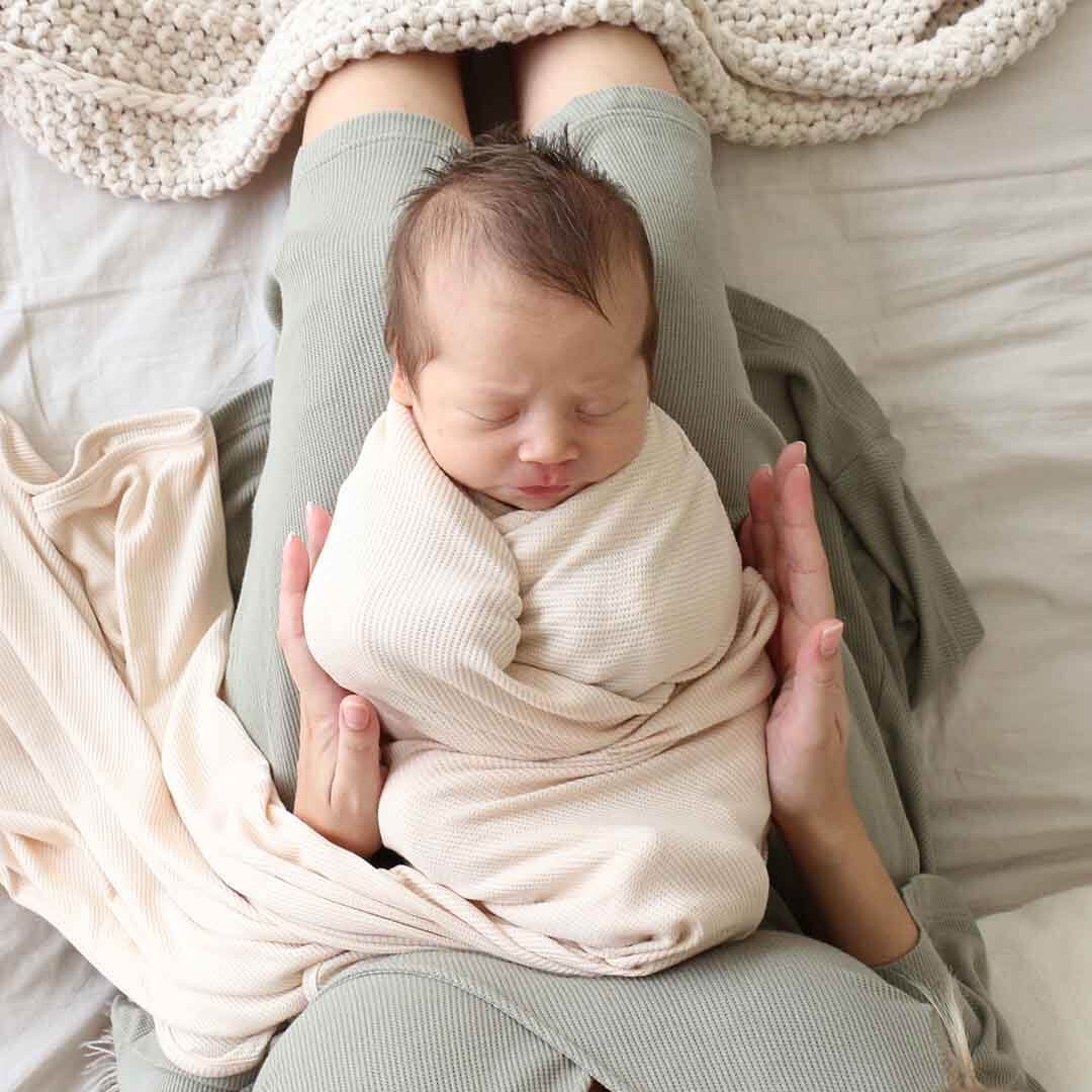 All Bamboo Waffle Swaddle Blankets: Eucalyptus - Persnickety Shop
