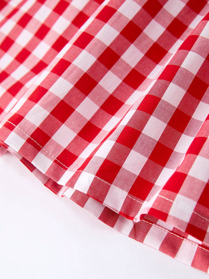 Summer Plaid Smocked Ruffle Girl Dress Sibling Outfits: 4 - Persnickety Shop