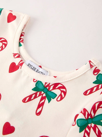 Candy Cane & Heart Christmas Girls Dress: 2 - Persnickety Shop