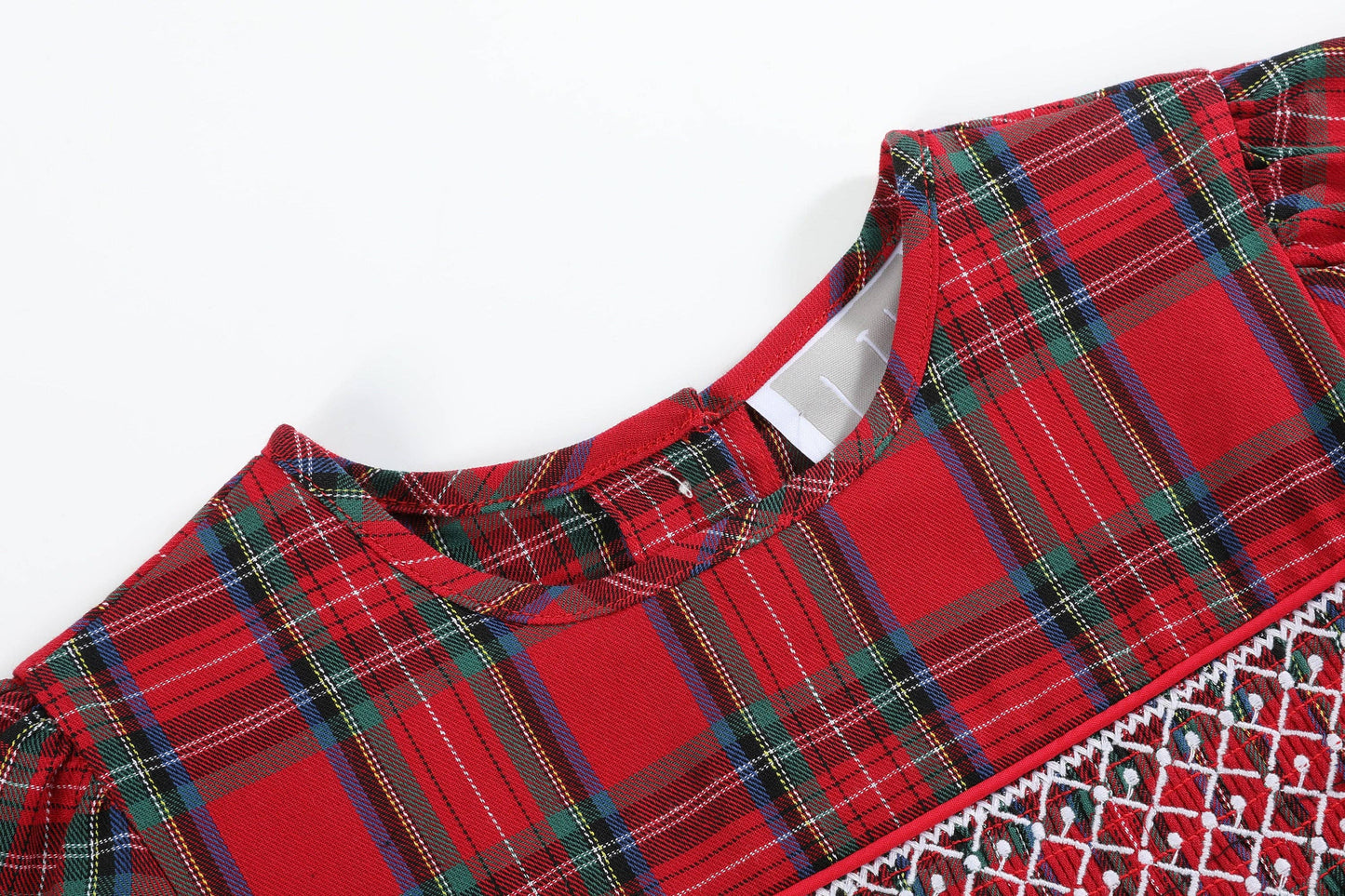 Red and Green Christmas Plaid Smocked Dress: Red - Persnickety Shop