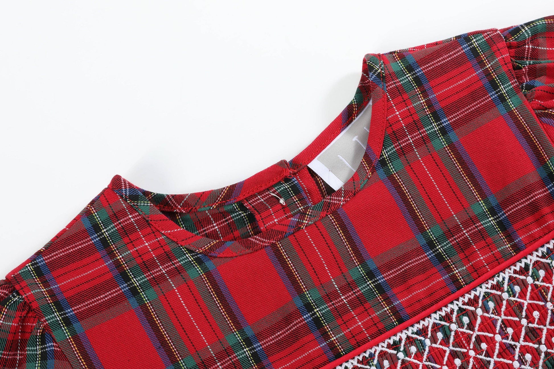Red and Green Christmas Plaid Smocked Dress: Red - Persnickety Shop