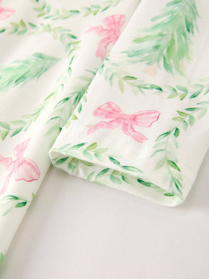 Festive Christmas Tree & Wreath Girls Dress: 2 - Persnickety Shop