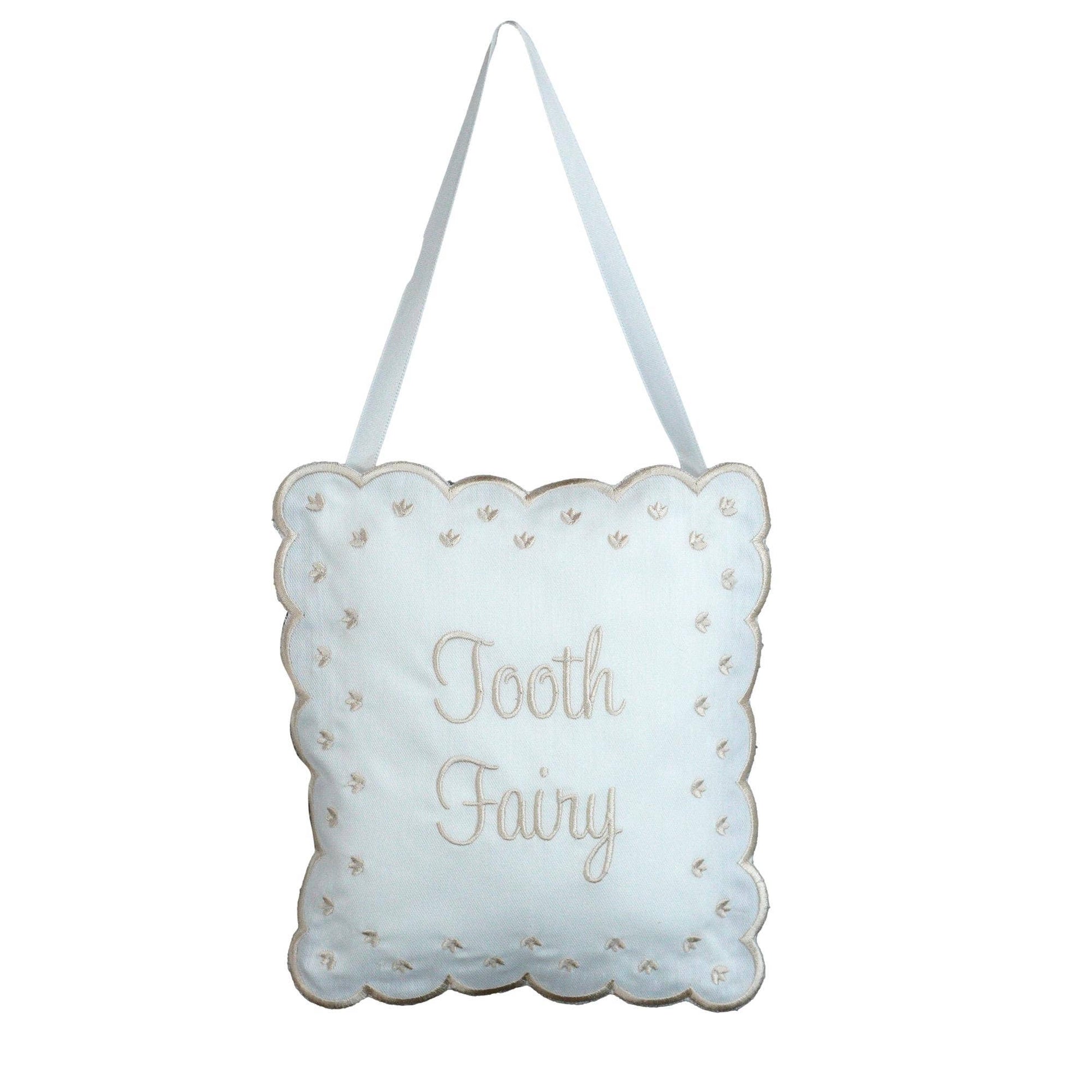 Marcela Linen Tooth Fairy Sign Pillow: Blue - Persnickety Shop