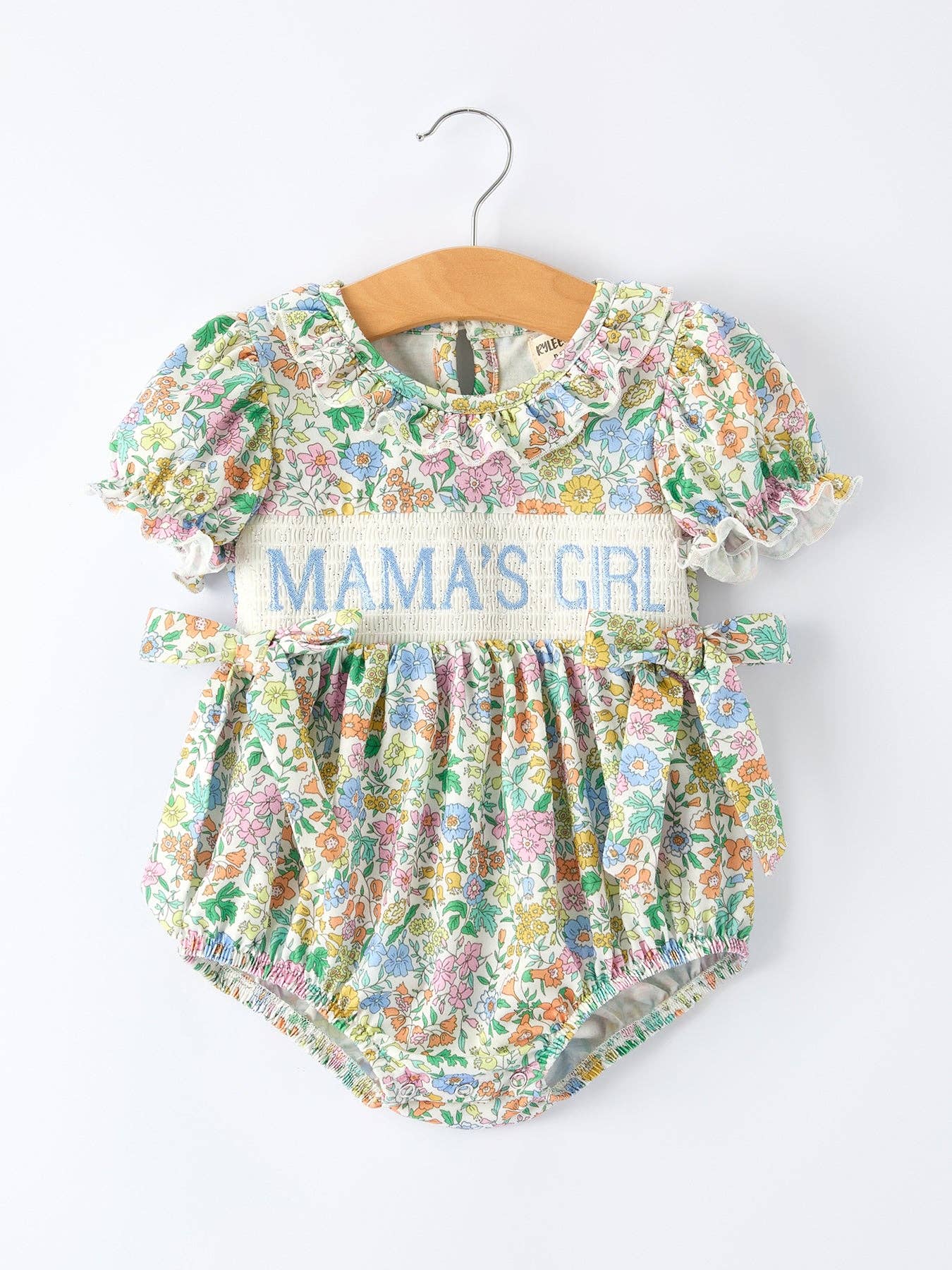 "MAMA'S GILR" Embroidered Smocked Girls' Romper: 12M - Persnickety Shop