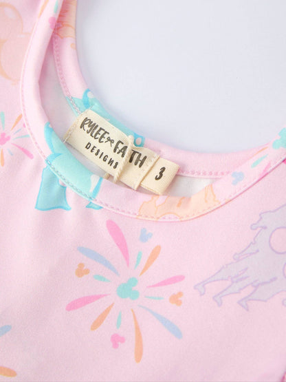 Spring Pink Theme Park Print Girls Twirl Dress: 4 - Persnickety Shop