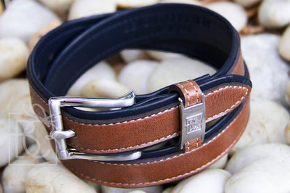 DOUBLE LEATHER BELT: Brown/Light Brown / 20" (3-4 Years) - Persnickety Shop