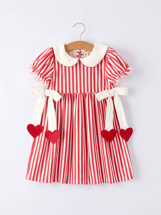 Valentine's Red Stripe Heart Dress for Toddler Girls: 3 - Persnickety Shop