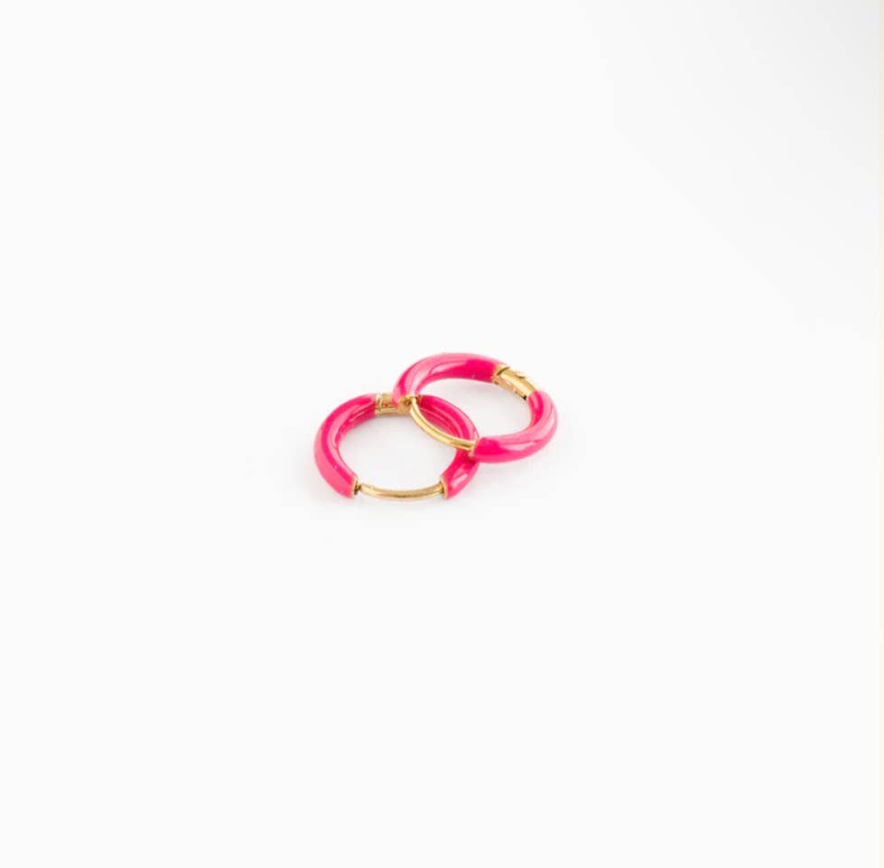 Enamel Hoop Earrings - Hypoallergenic, Flat Back, Girl Gift: Turquoise