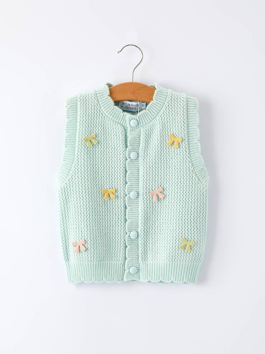 Baby Girl Sleeveless Knitted Bow Sweater Vest: 7 / Blue - Persnickety Shop