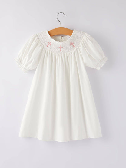 White  Smocked Church Christ Bishop Christening Dress: 2 - Persnickety Shop