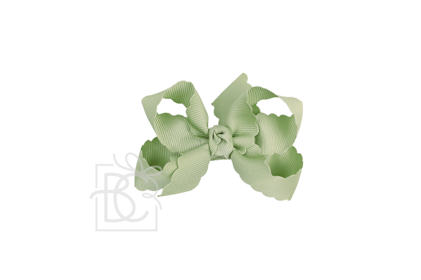 SCALLOPED EDGE BOW: Powder Mint / 4.5" Large - 1.5" Ribbon on Alligator Clip