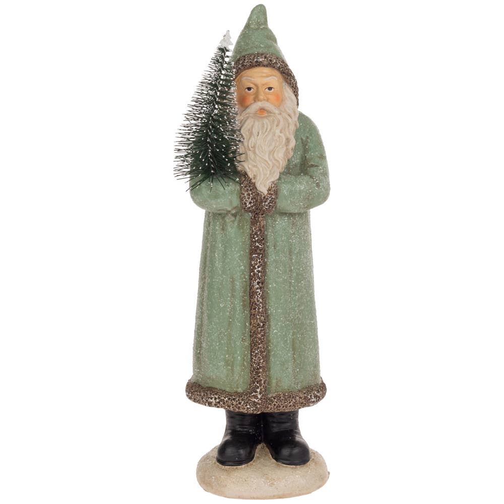 10.25" Tall Sage Green Hooded Saint Nick Christmas Décor - Persnickety Shop