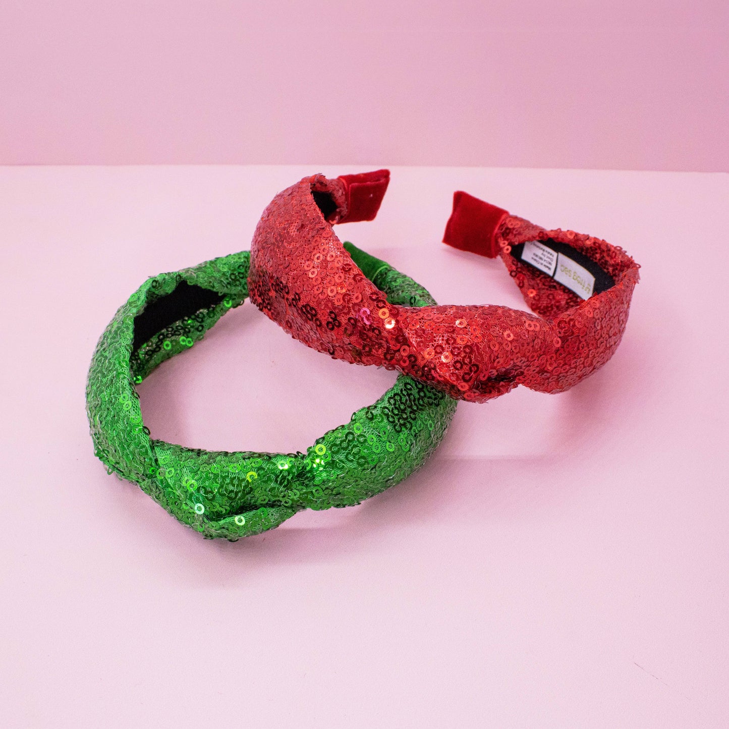 Sequin Knot Headband Red