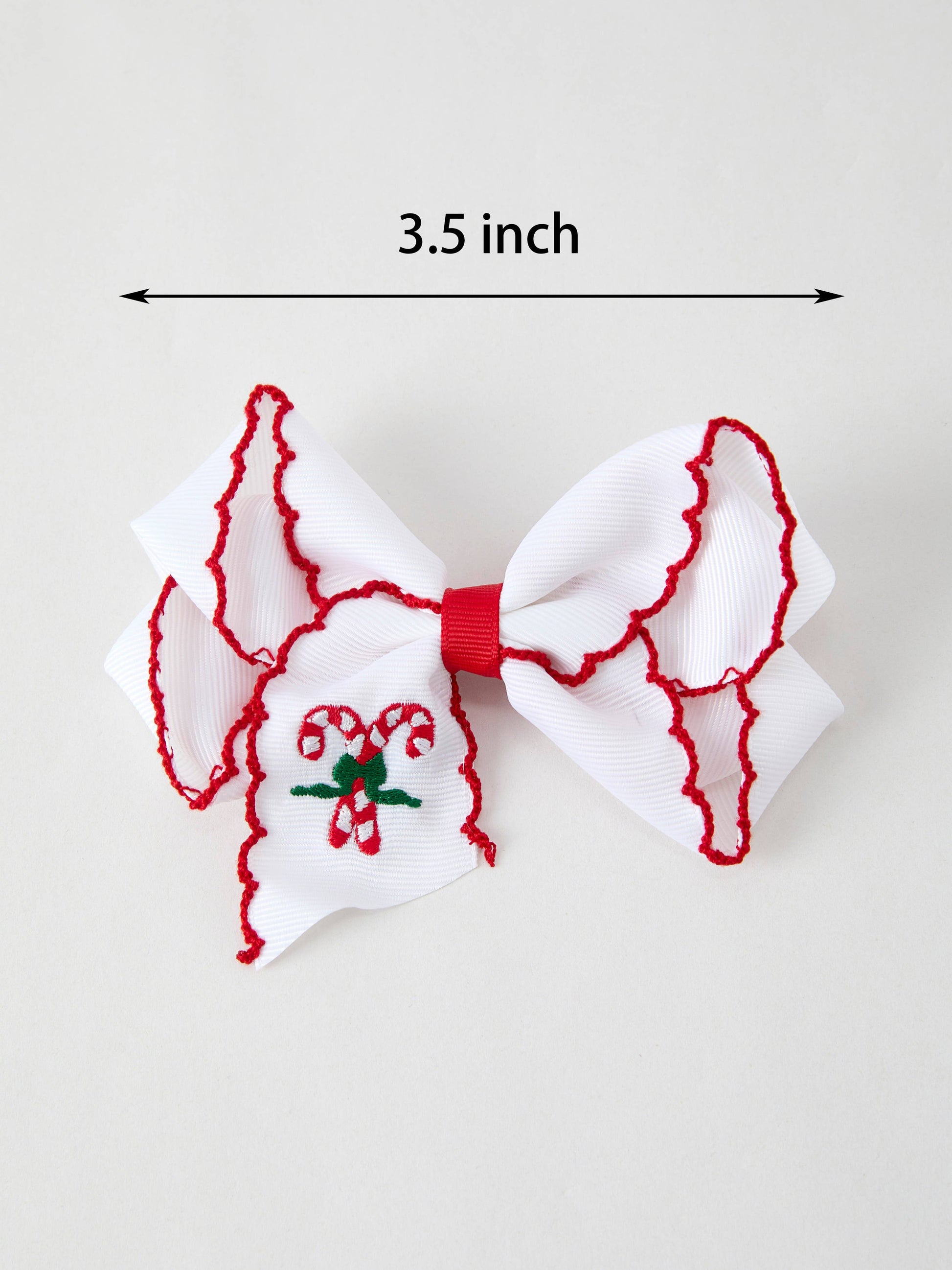 Christmas Candy Cane Embroidered Bow Hair Clip: ACG51038 - Persnickety Shop