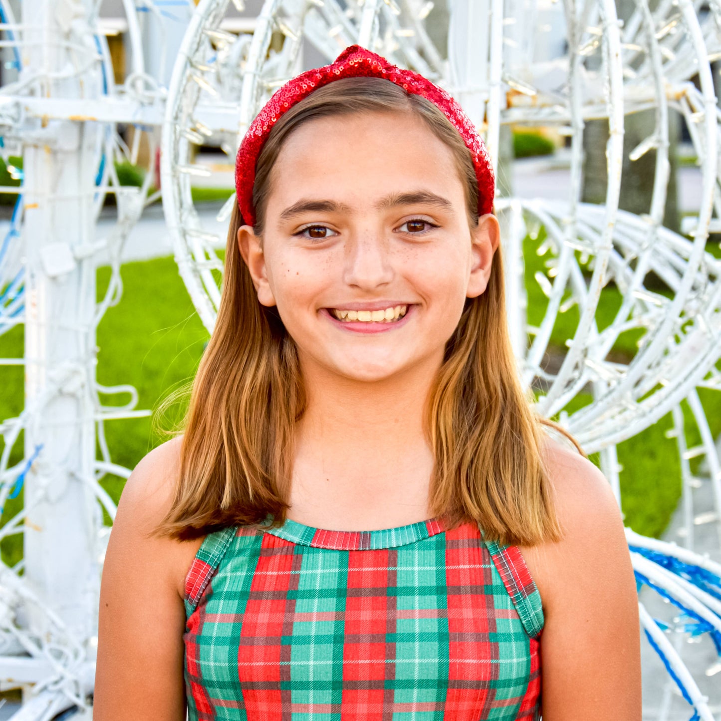 Sequin Knot Headband Red