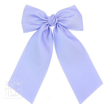 OPAQUE SATIN BOW W/ EURO KNOT & TAILS ON ALLIGATOR CLIPS: Antique White / 4.5" Large - Persnickety Shop