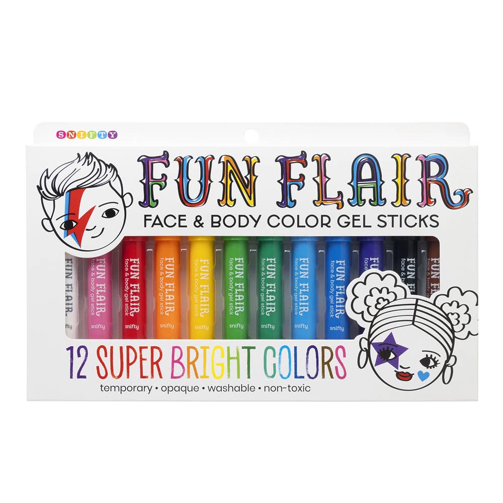 Snifty FUN FLAIR FACE & BODY COLOR GEL STICKS SET OF 12