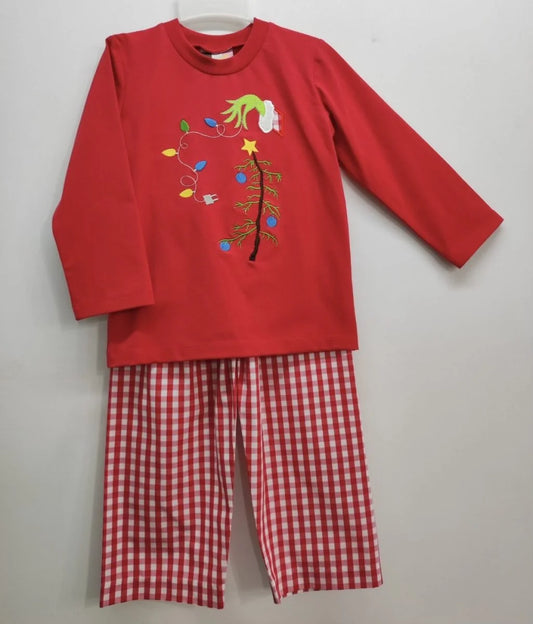 Green and Grumpy Boy Pant Set