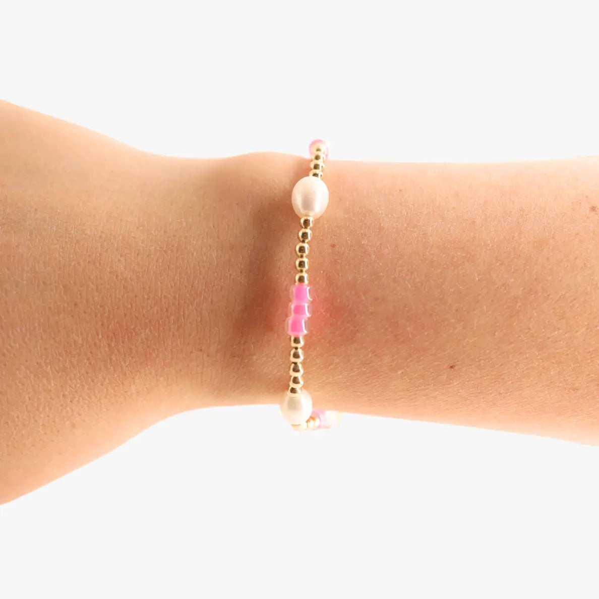 Beaded Blondes Hot Pink Pearl Poppi Bracelet 6.75 inch
