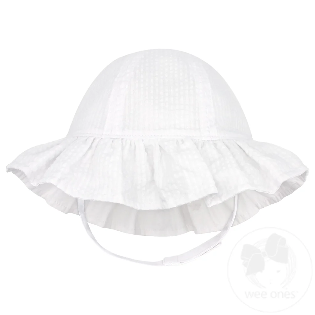 Wee Ones Reversible Girls Seersucker Ruffle Brim Hat - Persnickety Shop
