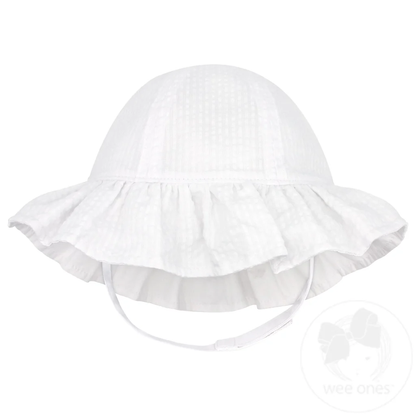 Wee Ones Reversible Girls Seersucker Ruffle Brim Hat - Persnickety Shop