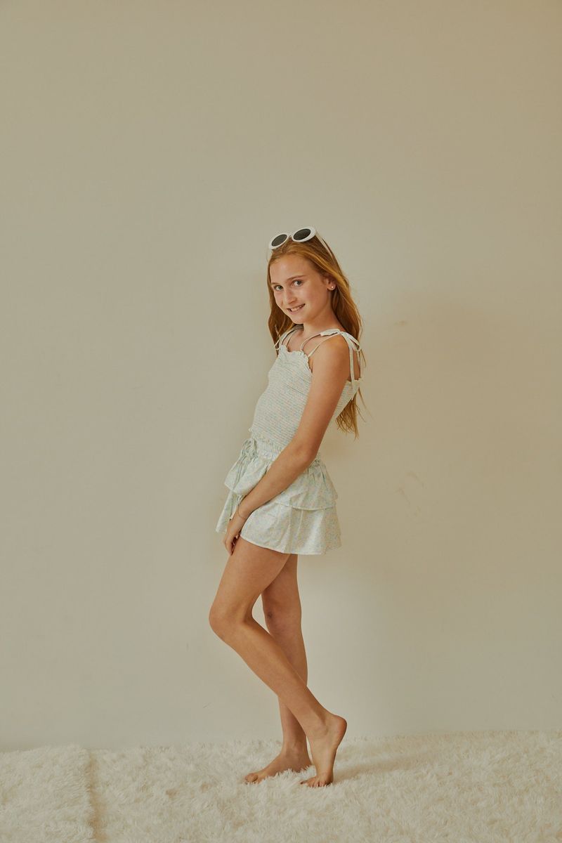 Willow Garden Rose Yellow Satin Skort - Persnickety Shop