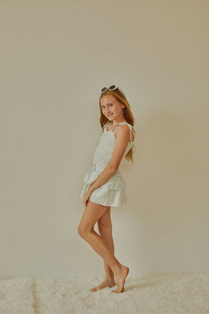 Willow Garden Rose Yellow Satin Skort - Persnickety Shop