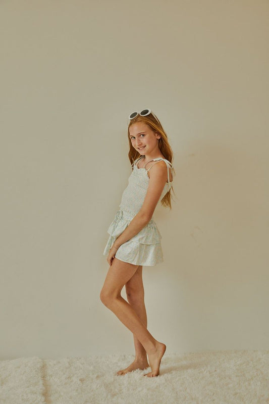 Willow Garden Rose Yellow Satin Skort - Persnickety Shop