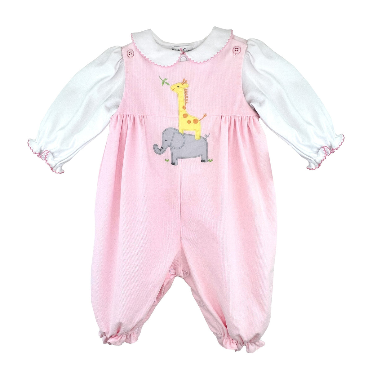 PETIT AMI STACKED ANIMAL APPLIQUE LONGALL IN PINK