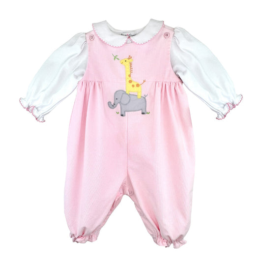 PETIT AMI STACKED ANIMAL APPLIQUE LONGALL IN PINK