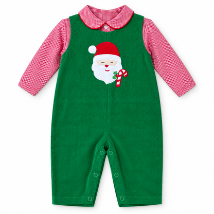 Petit Ami Green Santa Applique Longall Set