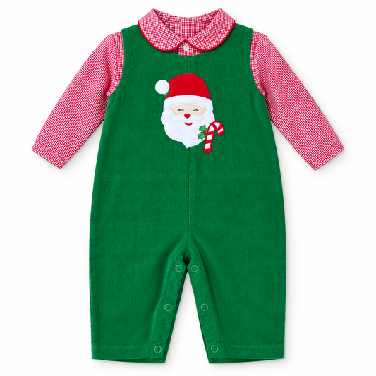 Petit Ami Green Santa Applique Longall Set