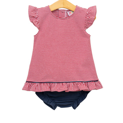 Jellybean Gracie Diaper Set- Red Stripe and Navy