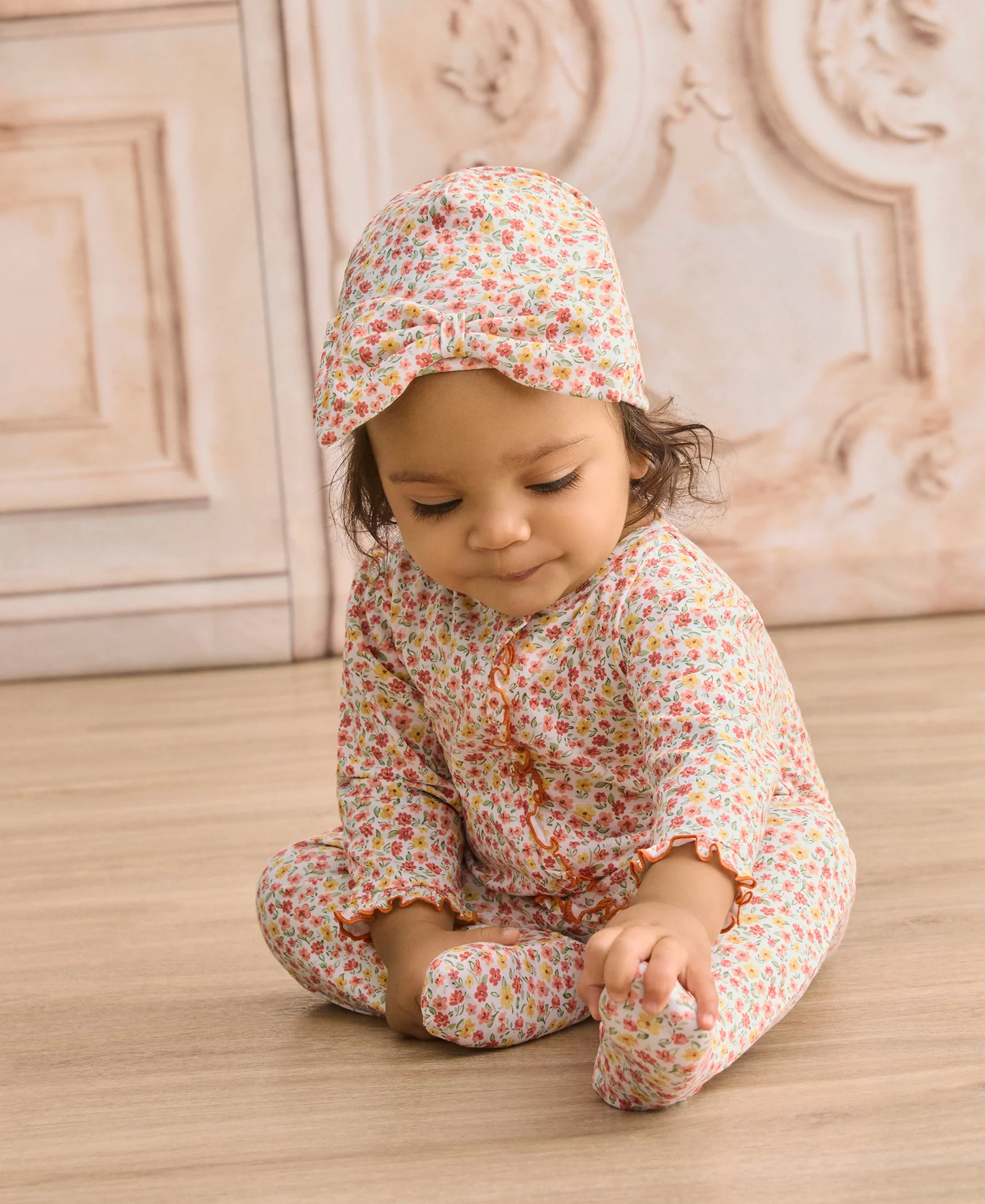Kissy Kissy Fall Floral Garden Floral Zip Footie