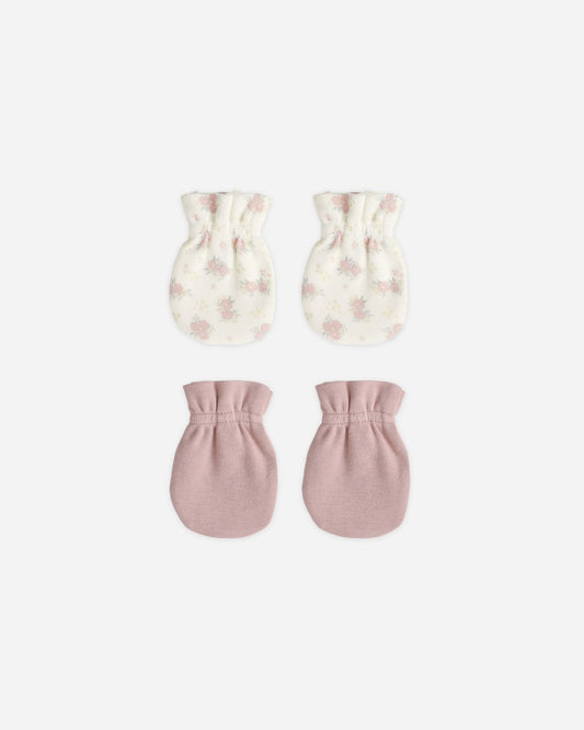 No Scratch Mittens Set || Mauve, Flower Field - Persnickety Shop