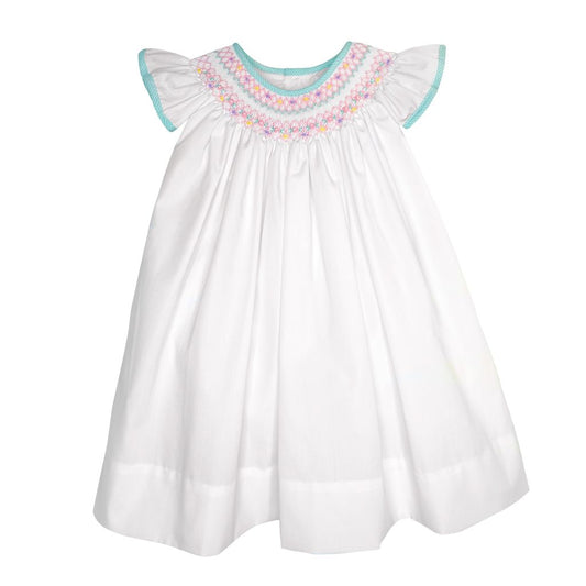 Petit Ami White Bishop Smocked Multiclor Dress and Bloomers - Persnickety Shop