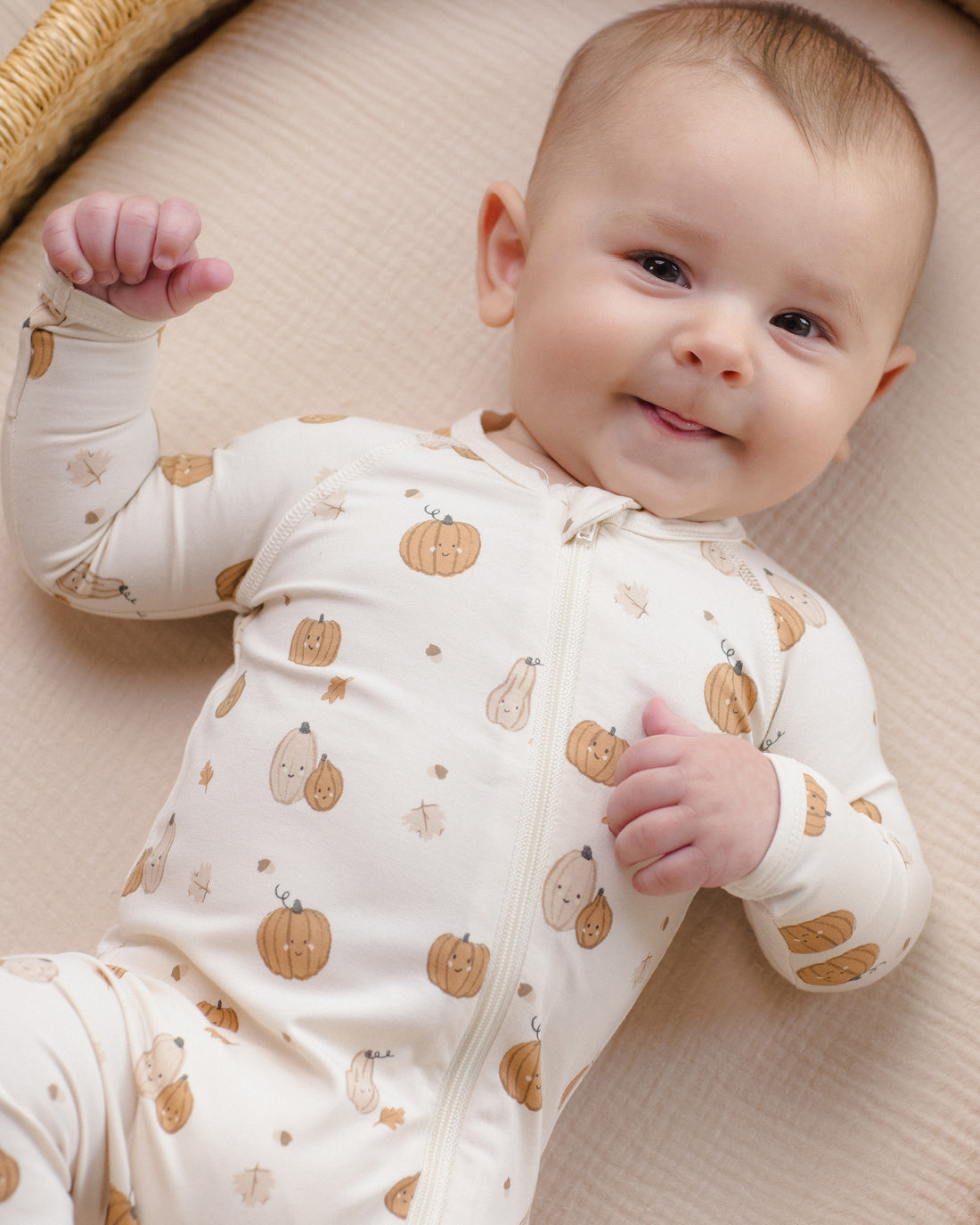 Quincy Mae BAMBOO ZIP FOOTIE HARVEST FRIENDS