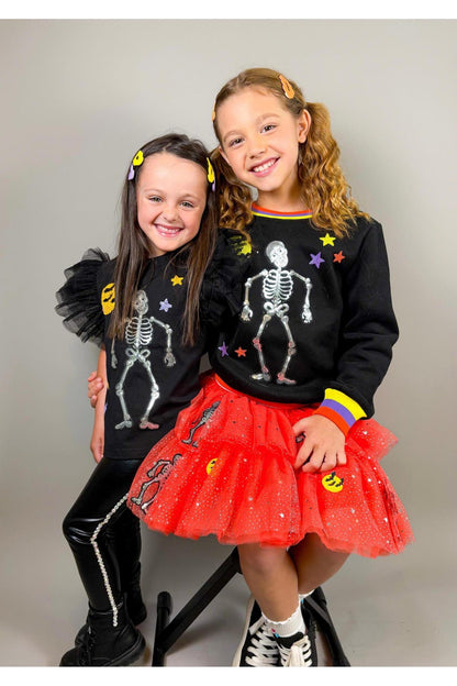 Three Wildflower Design Sequin SKELETON PATCHED TOP - Persnickety Shop