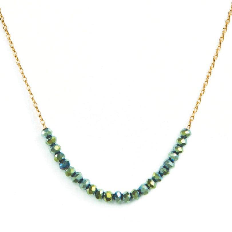 Green Delicate Crystal Accented Necklace - Persnickety Shop