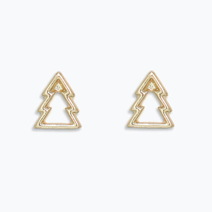 Earrings-Open Gold Christmas Tree