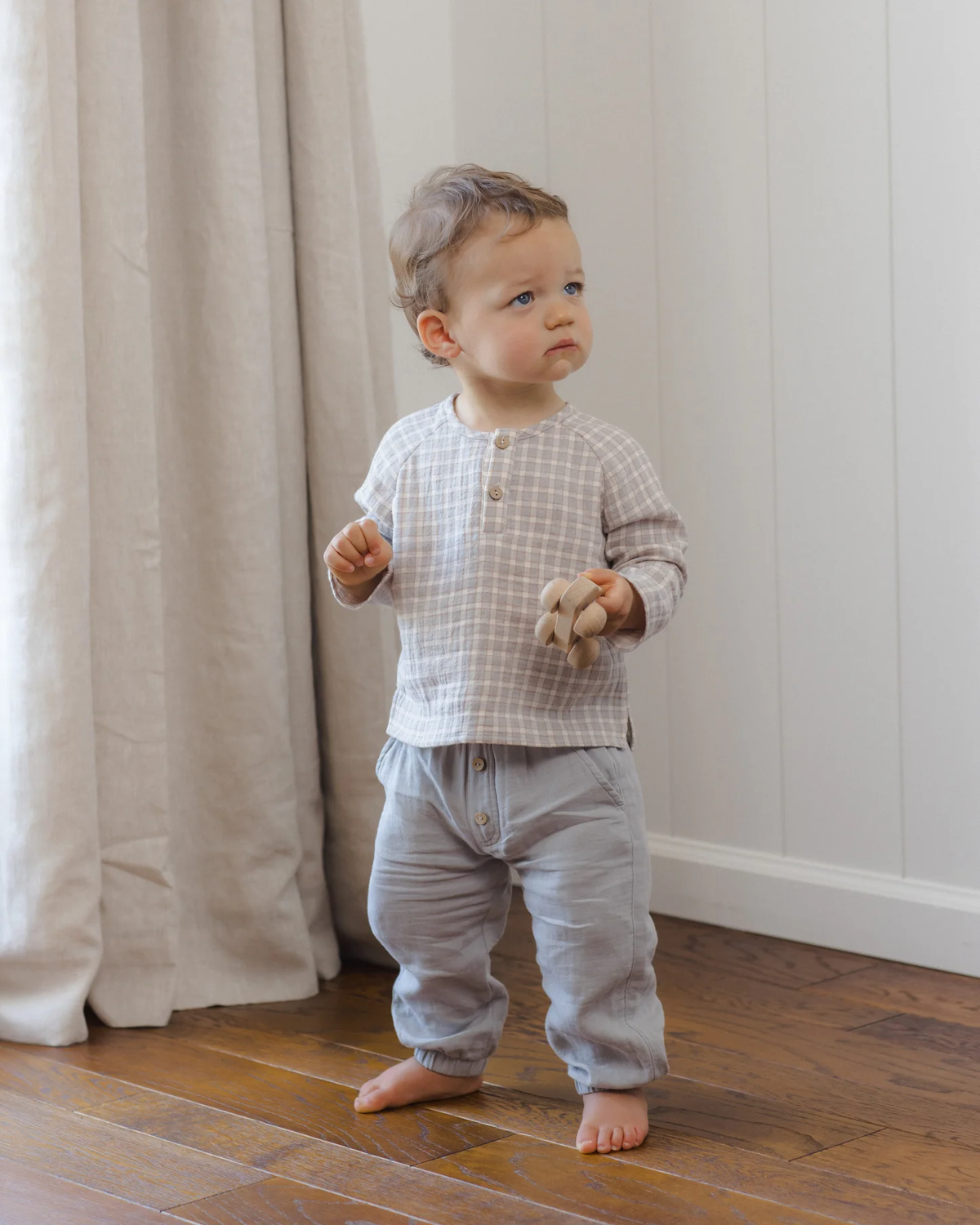 QUINCY MAE ZION SHIRT BLUE GINGHAM