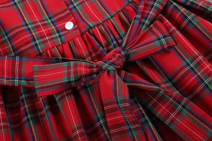 Lil Cactus *Pre-Order* Red and Green Christmas Plaid Smocked Dress