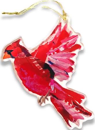 Lauren Dunn PRE-ORDER Cardinal In Flight Ornament ACRYLIC - Persnickety Shop