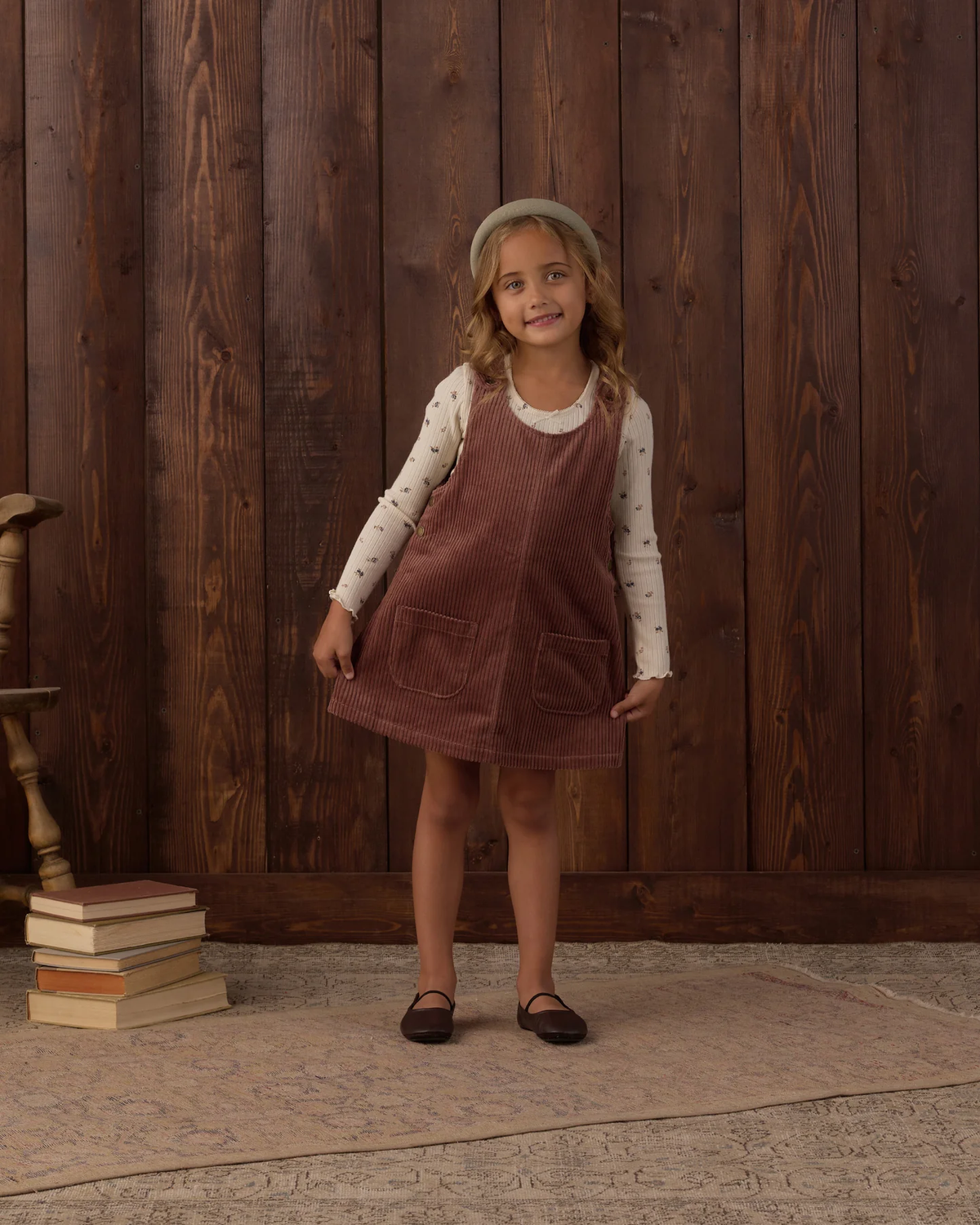 RYLEE + CRU RIBBED LONG SLEEVE NATURAL DITSY